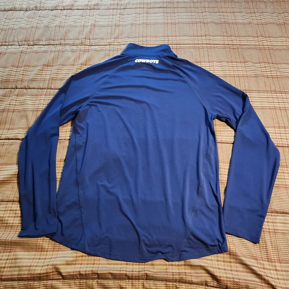 Dallas Cowboys Men Large Quarter Zip Performance Pullover Shirt Navy Blue Stretc